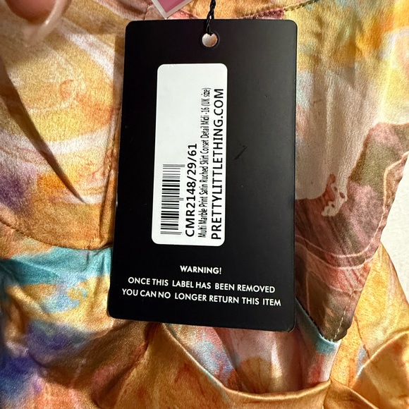 PLT Multi Marble Satin Ruched‎ Skirt Corset Midi Dress Size 12 - Picture 7 of 8